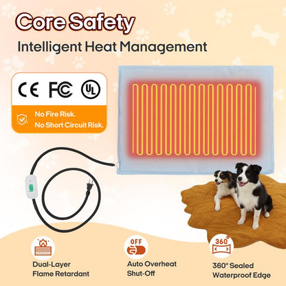Vagascape Heated Pet Pad for Dogs & Cats – 7-Layer Safety Design, Auto Overheat Protection, Chew-Resistant Cord, Waterproof & Machine Washable, Ideal for Indoor & Outdoor Use